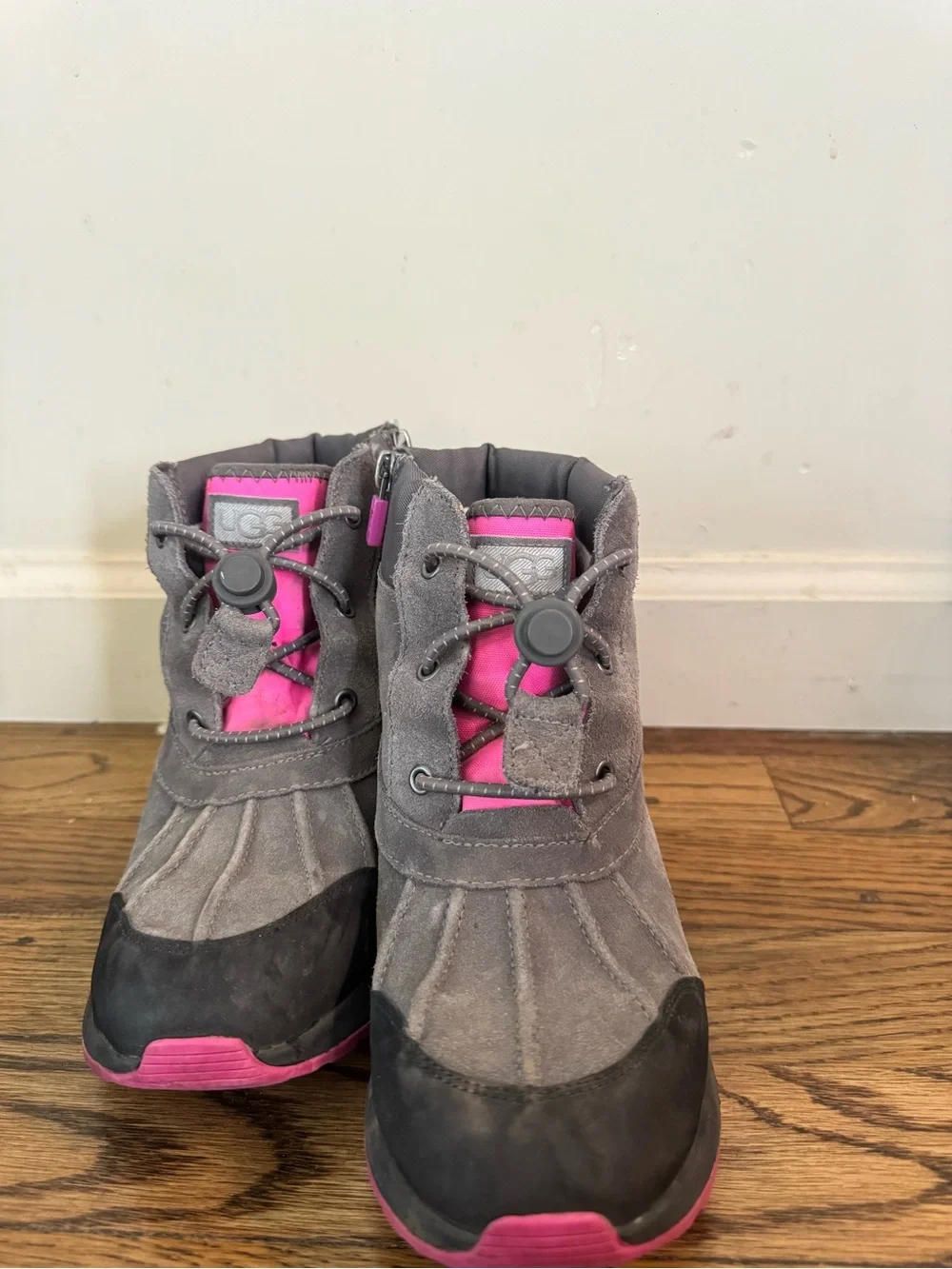 UGG Gray and Pink Kids Winter Boots